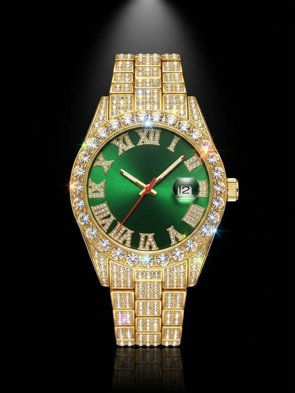 New Luxury Gold and Green Crystal Roman Numeral Watch - MUST HAVE!!
